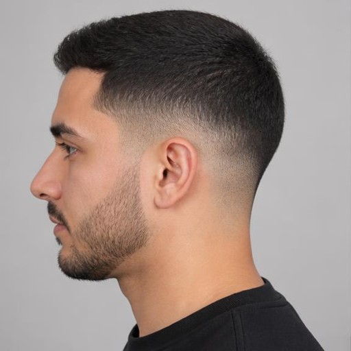 Caesar Cut haircut on a man
